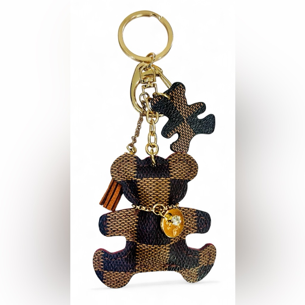 Designer Inspired  Brown and Gold Keychain or Bag Charm